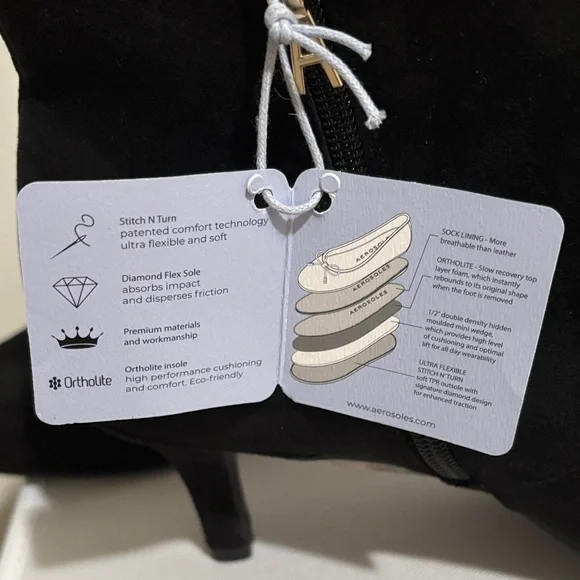 NWT-AEROSOLES Black Ankle Booties - Picture 3 of 6